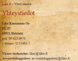 Like Kustannus yhteystiedot